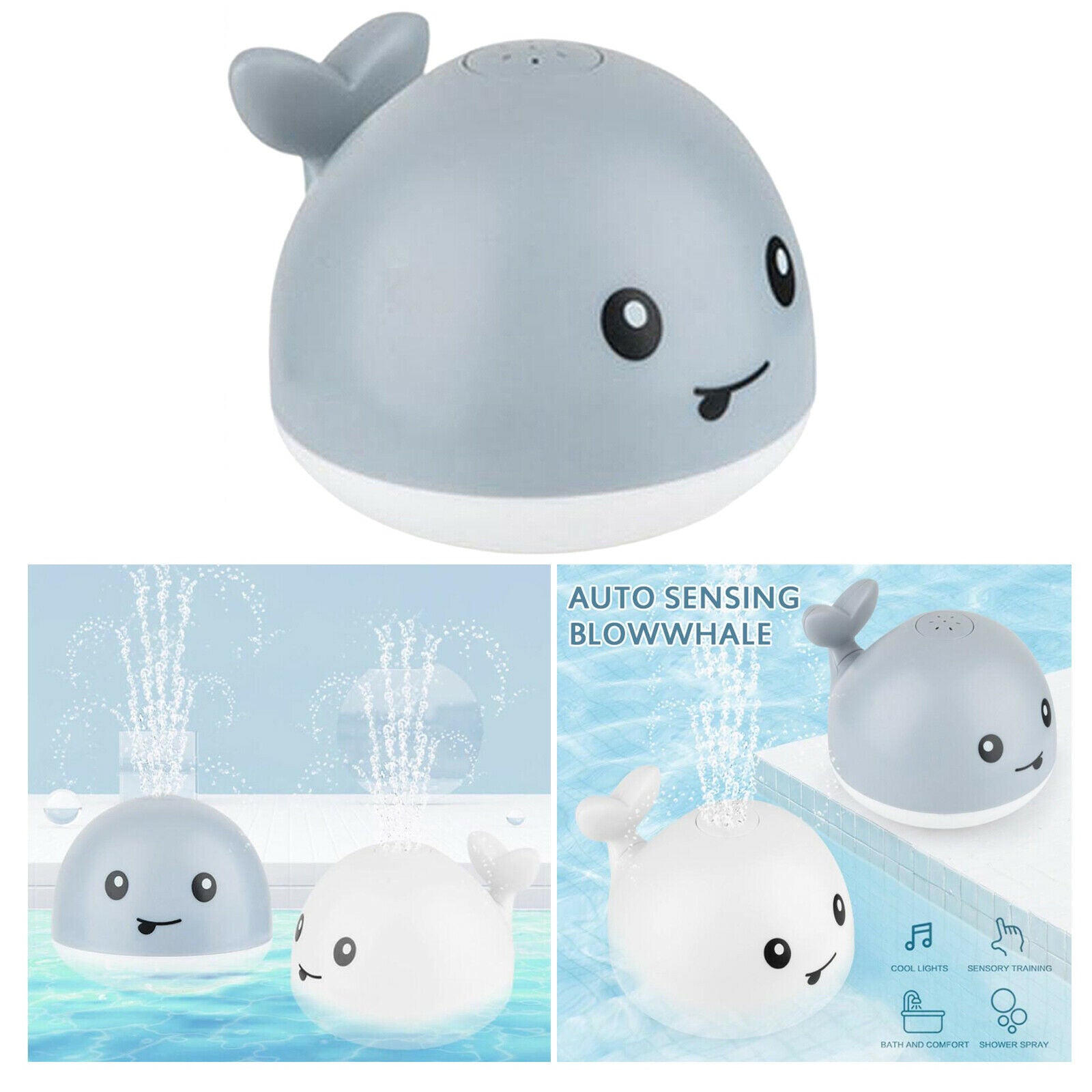 Animals Baby Bath Toys Electric Whale Water Sprinkler Baby Bath Toys Gray