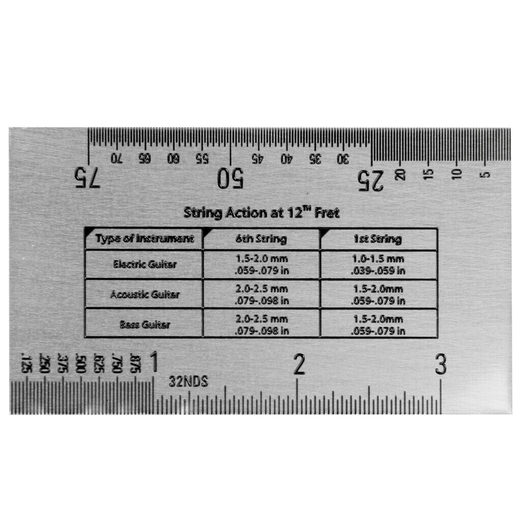 Electirc Guitar Stainless Steel CNC String Neck Ruler Measure Tool Kit