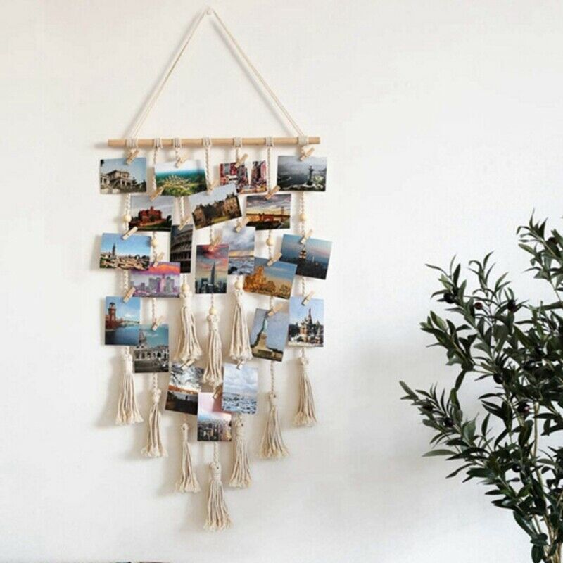 Clip Photo Macrame Wall Hanging Tapestry Nordic Chic Tassel Tapestry Home LiW3C4