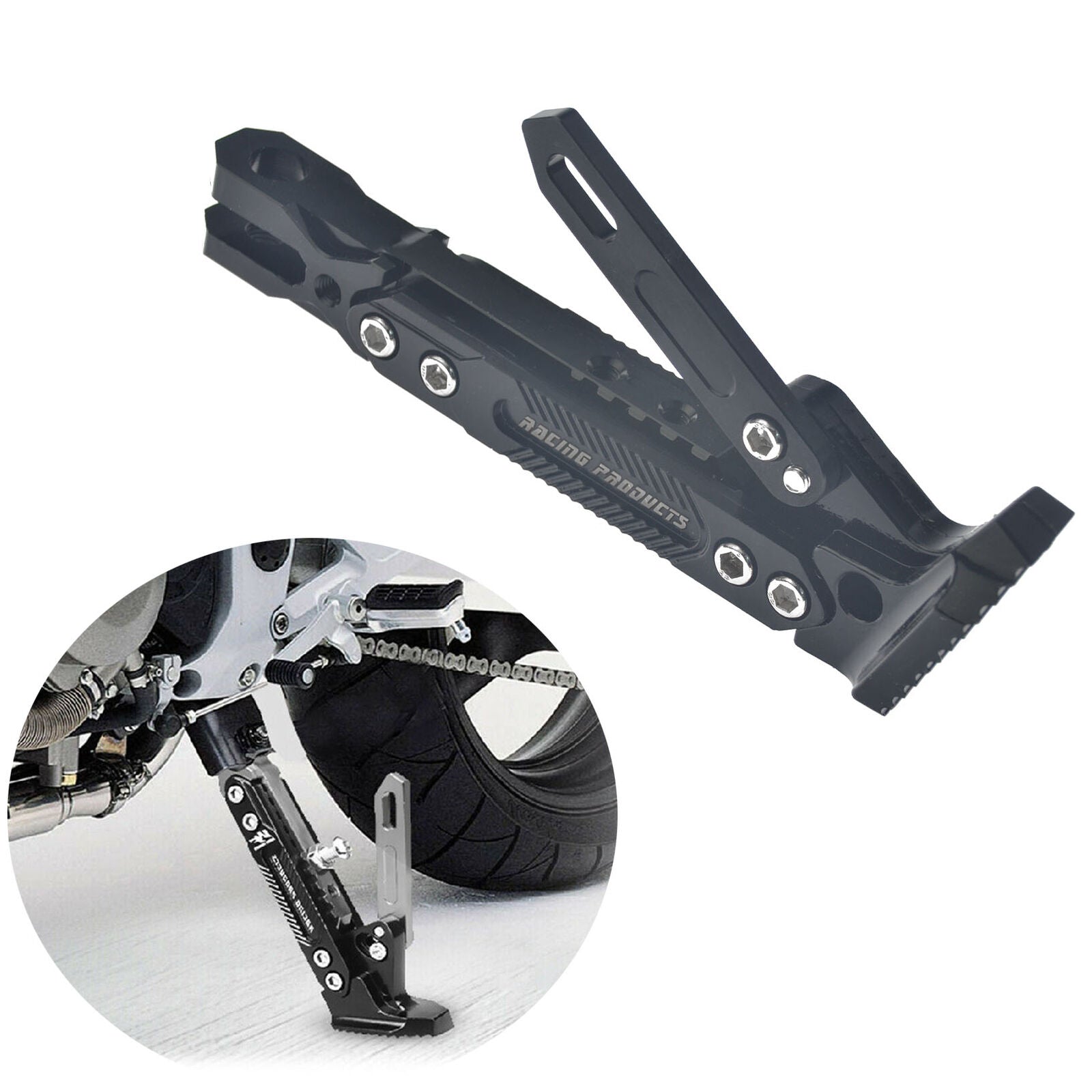 Universal Aluminum Alloy Motorcycle CNC Scooter Kickstand Side Stand Adjustable