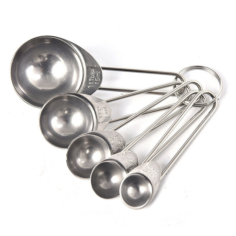 5PCS/Set Measuring Spoons Stainless Steel Measure Spoon Sugar Cake Baking.l8