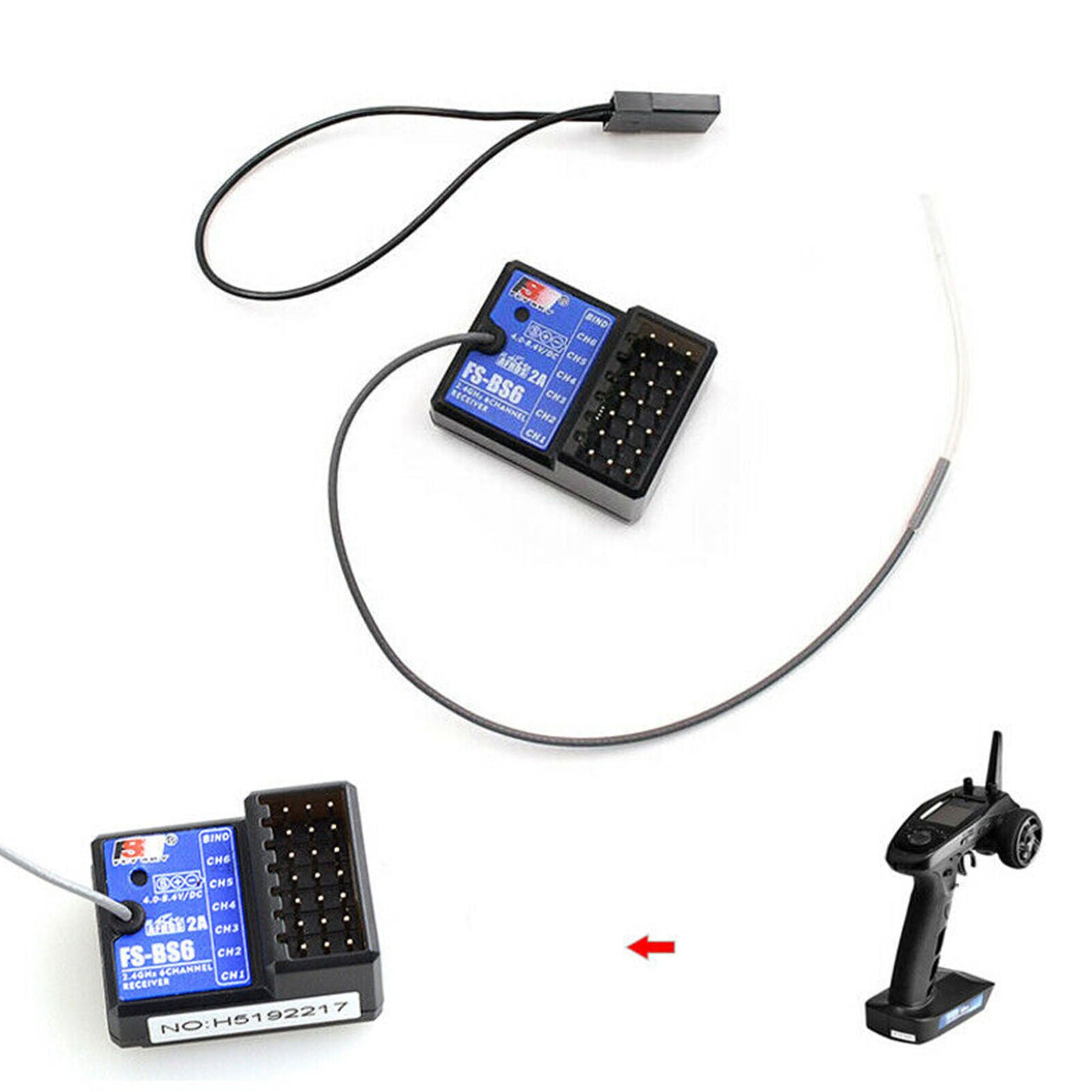 2.4G 6CH FS-BS6 RC Gyro Receiver Fail-Safe For Transmitter Racing Car Boat