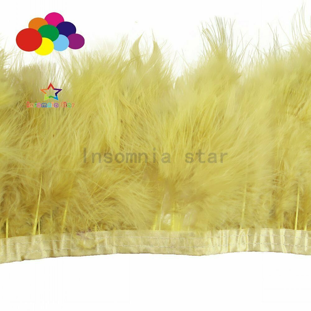 Pack Of 2 meter curry amber Dyed Fluffy Marabou Feather Fringe 6-7INCH Width