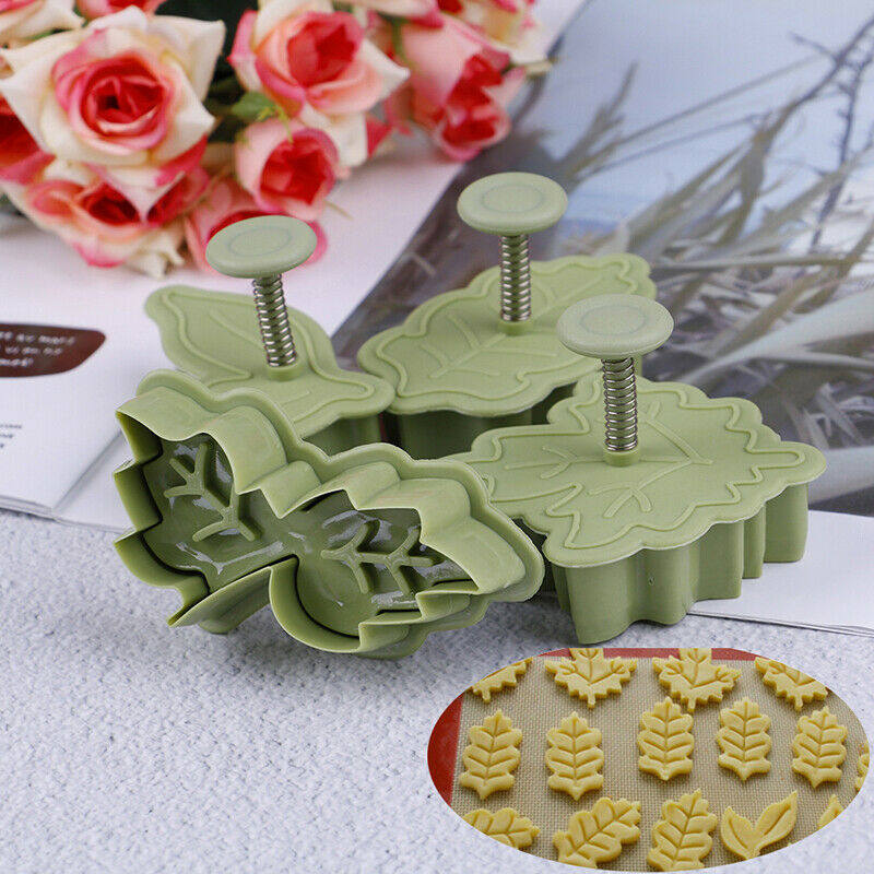 4PCS/Set Cookie Cutters Moulds Leaf Shape Plastic Baking Mould Cookie Cut Tt