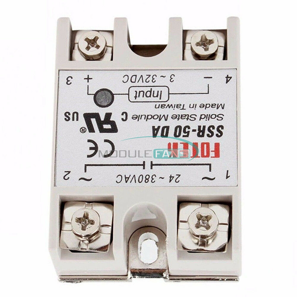 SSR-50DA 250V 50A Output Solid State Relay DC3V-32V Input 24-380VAC