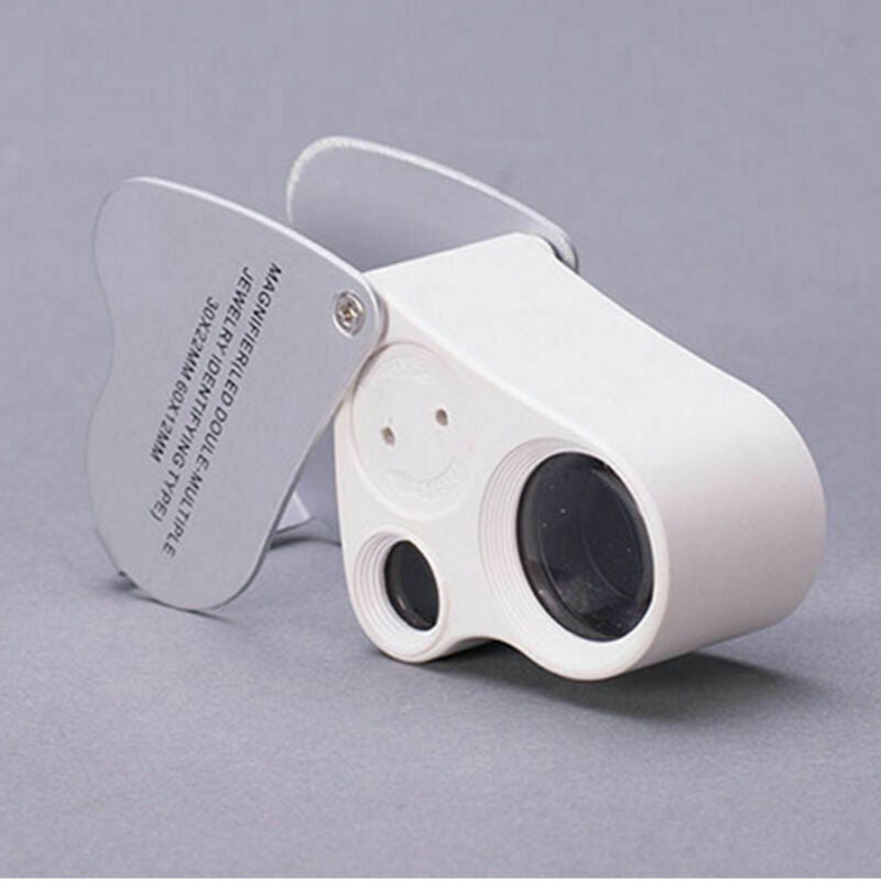 60X-30X Glass Magnifying Magnifier Jeweler Eye Jewelry Loupe Loop with/LED Light