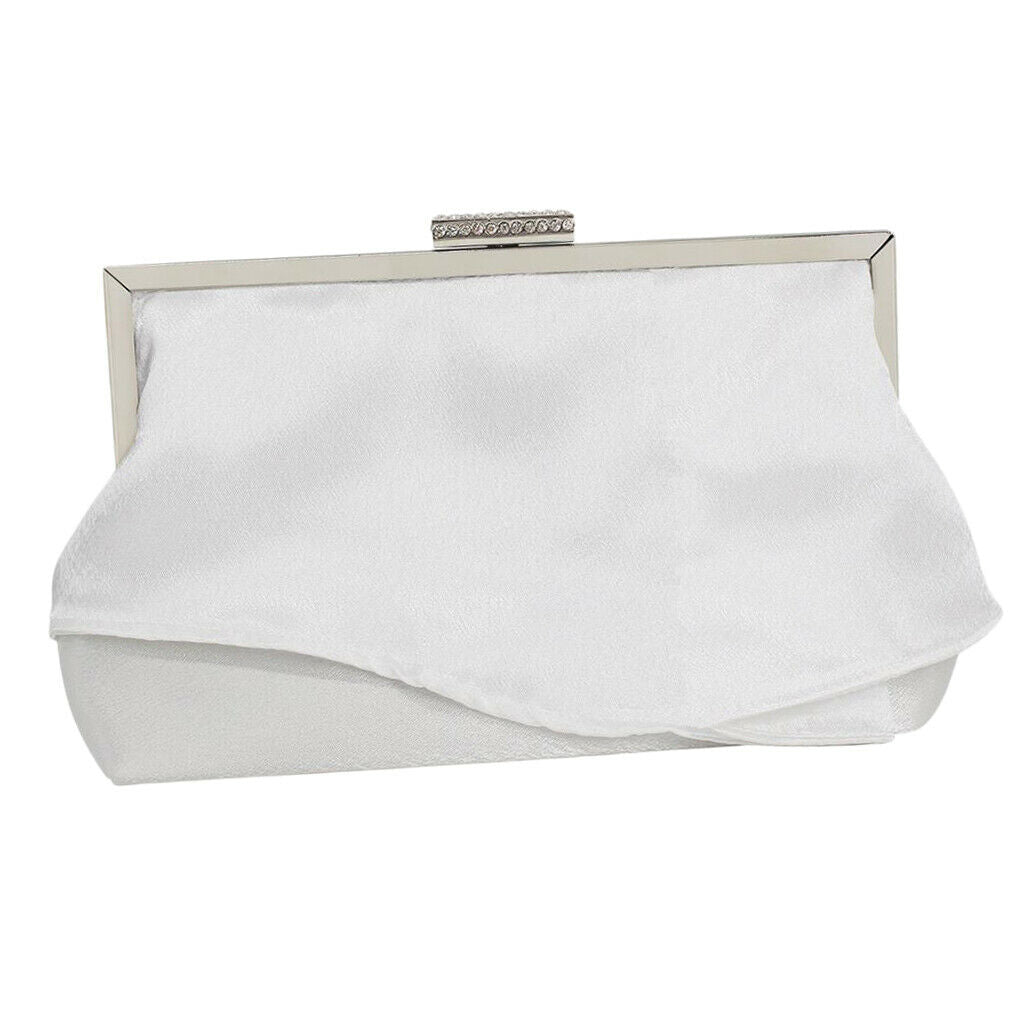 Women Clutch Evening Bag Pleated Satin Formal Wedding Cocktail Handbag Purse