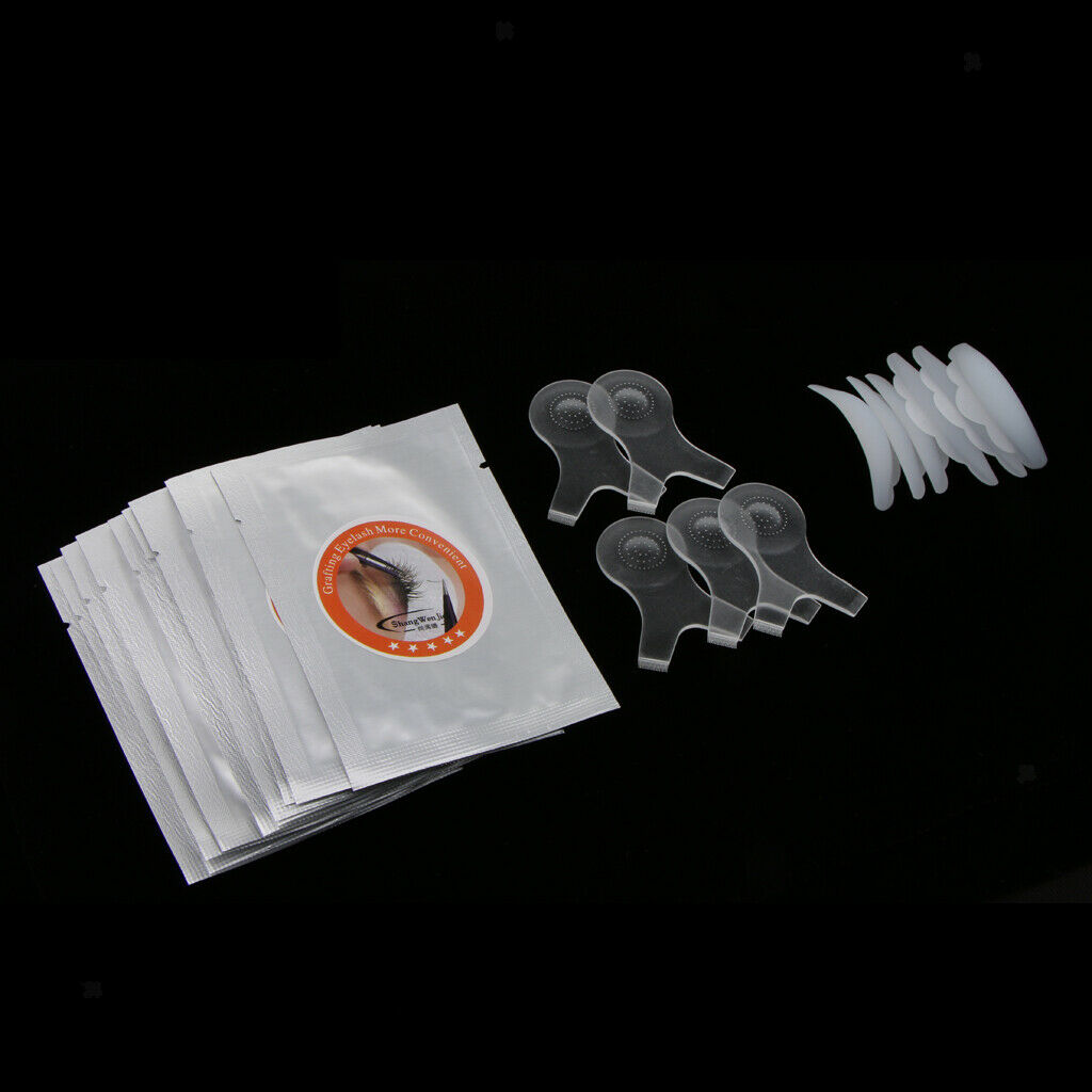 3 Pairs Silicone Eyelash Pads 5pcs Y Shape Eyelash Brush & 10 Pairs Eye Pads