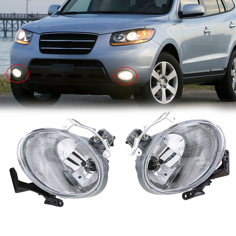 Pair For Hyundai Santa Fe 2007-2009 2008 Clear Lens Fog Lights Lamps Assembly