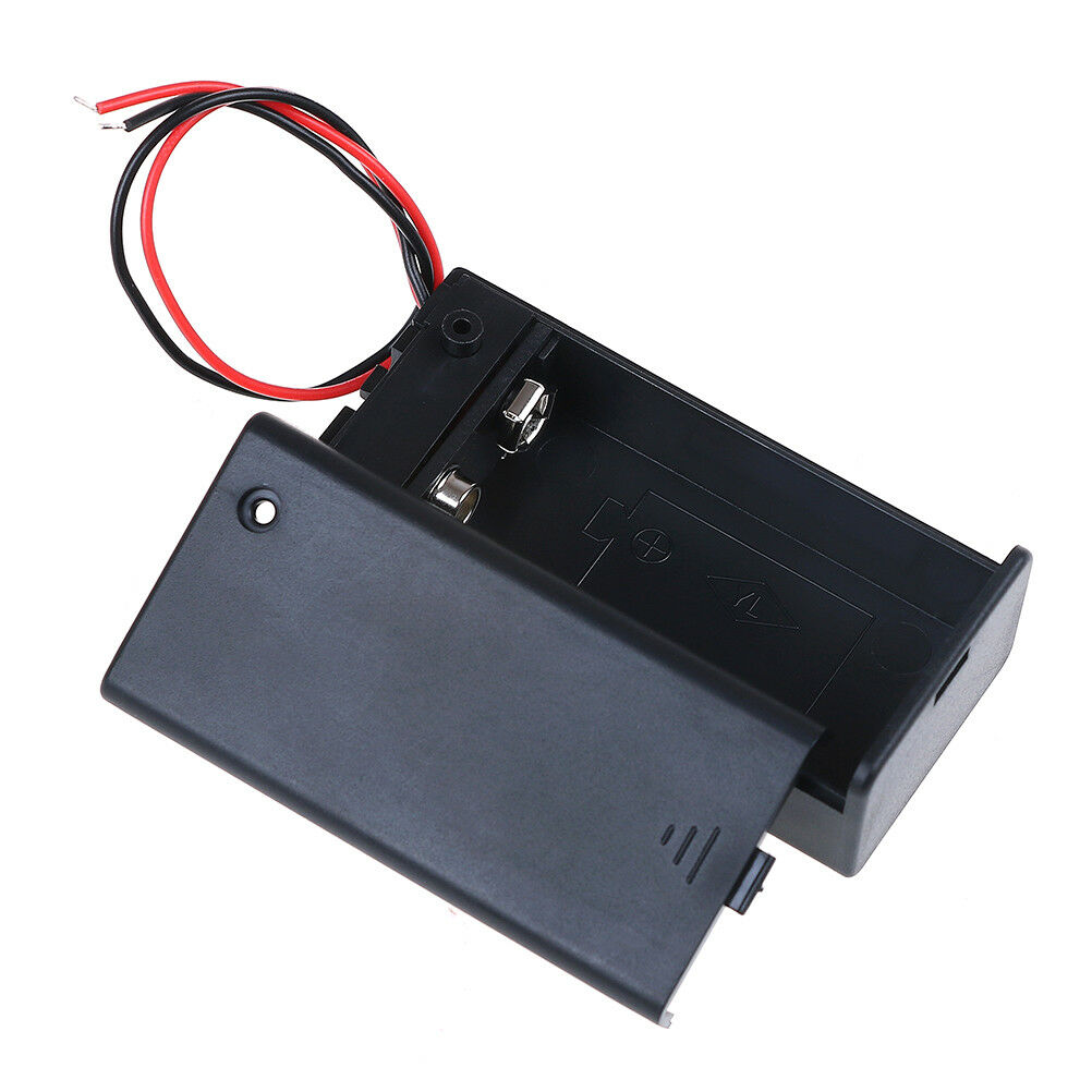 9V Volt PP3 battery holder box dc case w/ wire lead on/off switch cove.l8