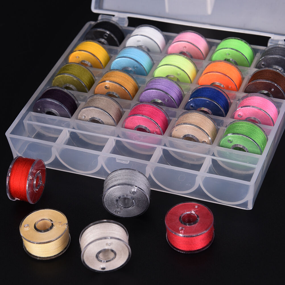 25x Bobbins Sewing Machine Spools  Case With Sewing thread for Sewing Machine-BD