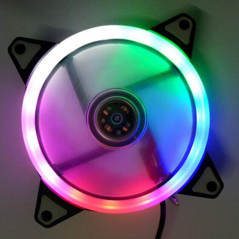 120mm White LED Cooling Fan 12V 4Pin to 3Pin RGB Computer Case PC CPU Heatsink!