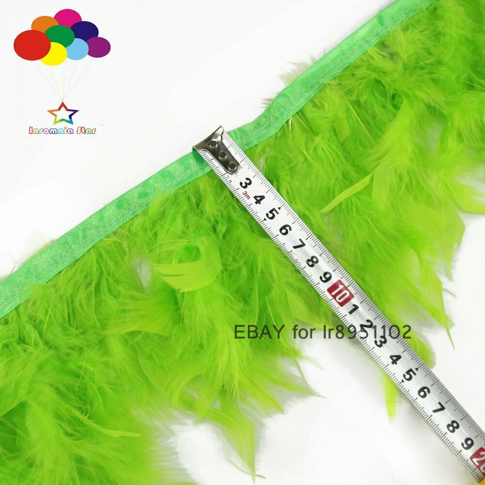 2 Meter Dyed fruit green Turkey feather fringe trim 6-8inches chandelle marabou