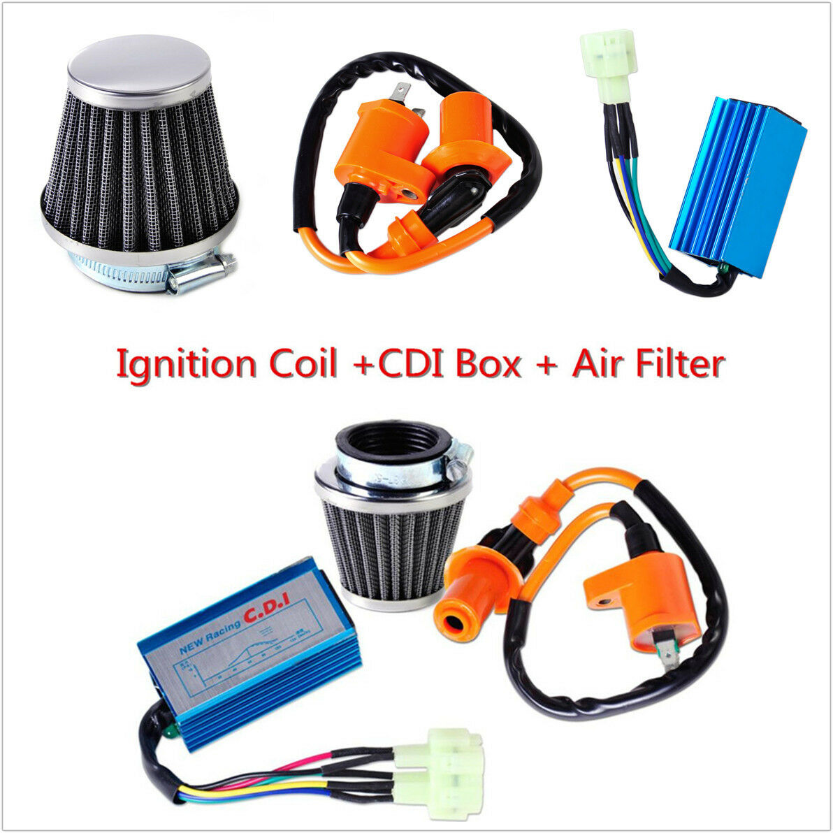 Racing Ignition Coil +CDI +Air Filter Kit For GY6 50cc Scooter ATV Moped Go Kart