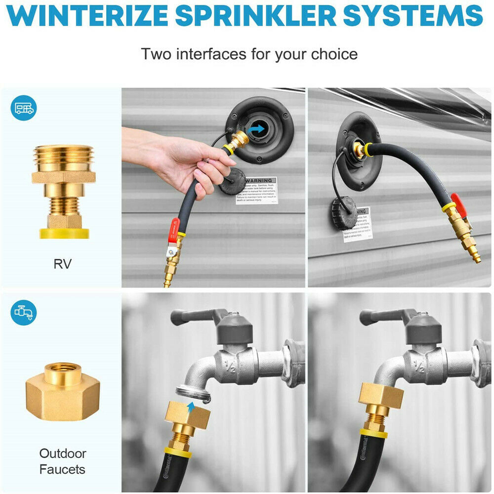 Sprinkler Blowout Adapter with Shut Off Valve 12.9 Inch Air Compressor Kits