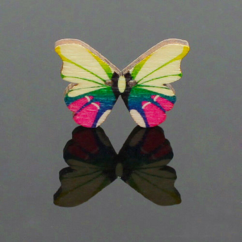 50Pcs Mixed Bulk Butterfly Phantom Wooden Sewing Buttons Scrapbooking 2 Holes hs