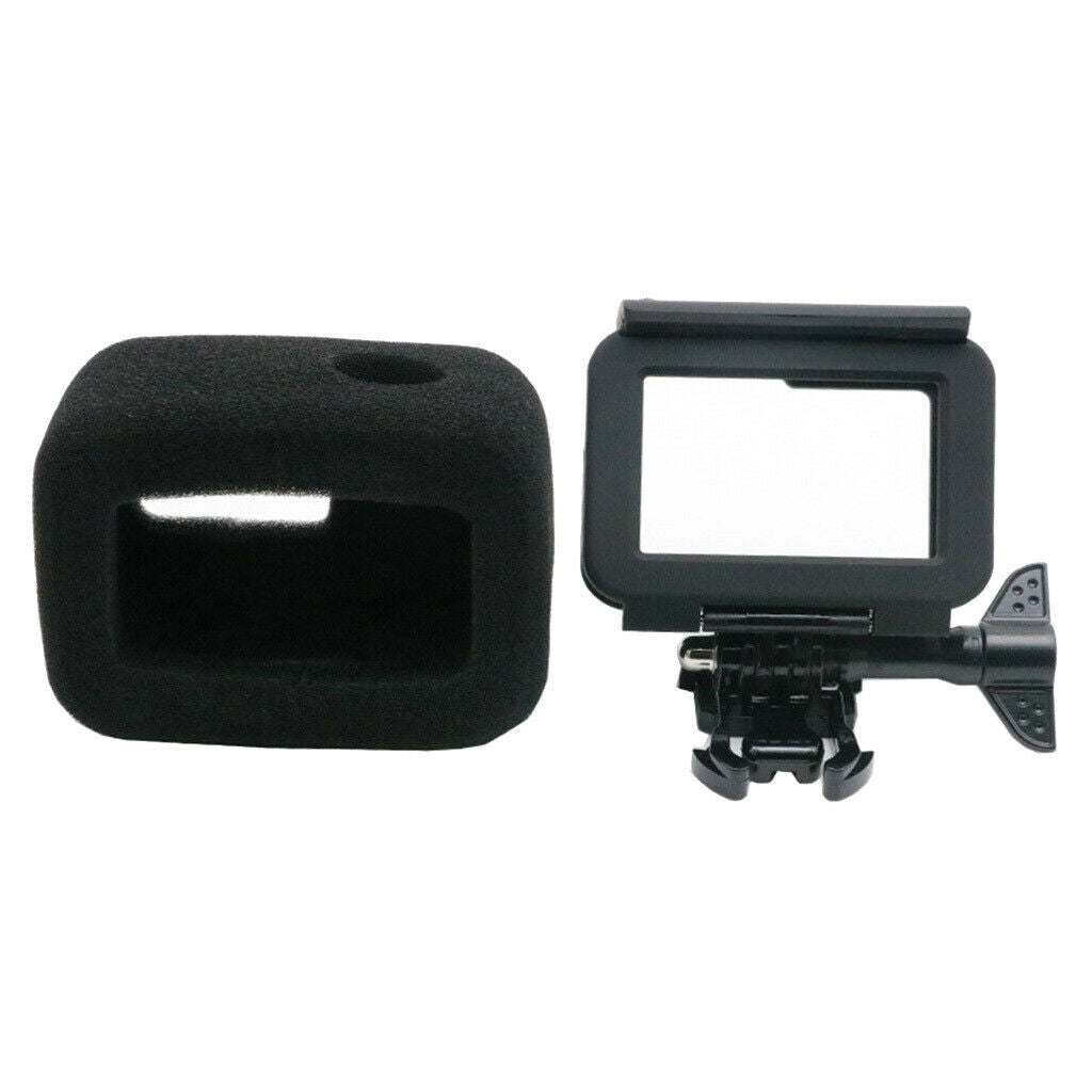 2Pcs Windshield Foam Cover Noise Reduce + Frame for GoPro Go Pro Hero 5 6 7