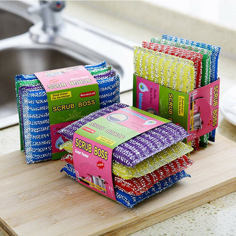 4Pcs/set Metal Abrasive Sponges Kitchen Cleaning Sponge Brush for Pots and Pans