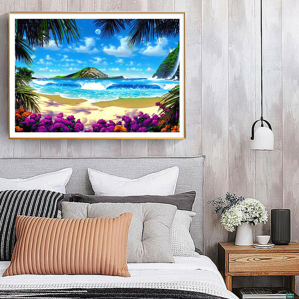 50 X 40cm 5D Rhinestone Full Square Drill DIY Sea Beach Diamond Painting @