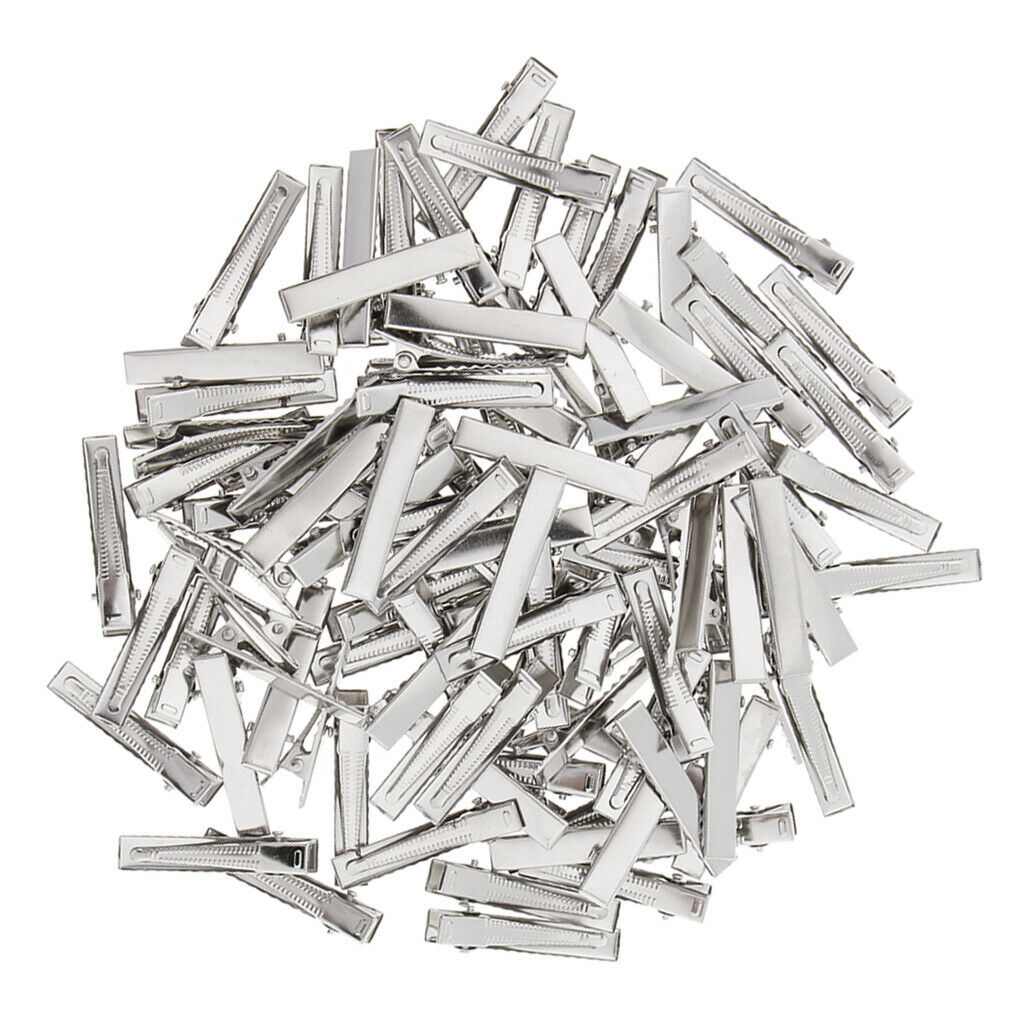 50 xSingle Prong Alligator Hair Clip Bow DIY Blank Hairpin Girls Duckbill Clips