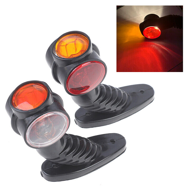 2x Car Truck Trailer 3 face Red Amber White 4 LED Marker Side Light Outline BDA