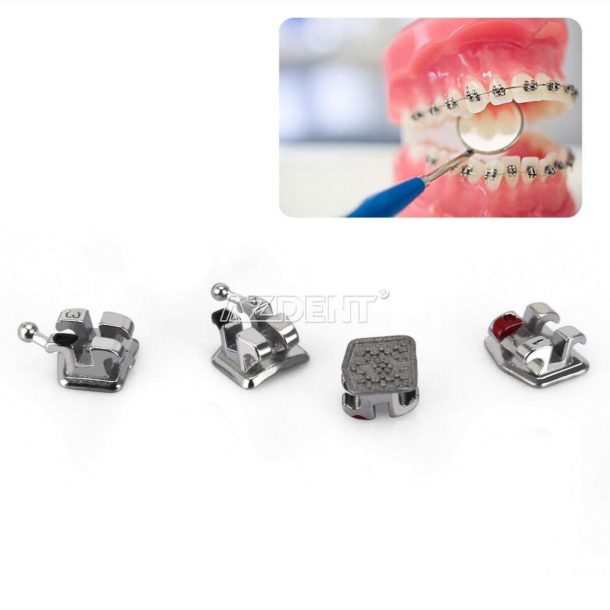 10 Packs Dental Orthodonic MIM Monoblock Metal Bracket Mini MBT.022 3-4-5 Hooks