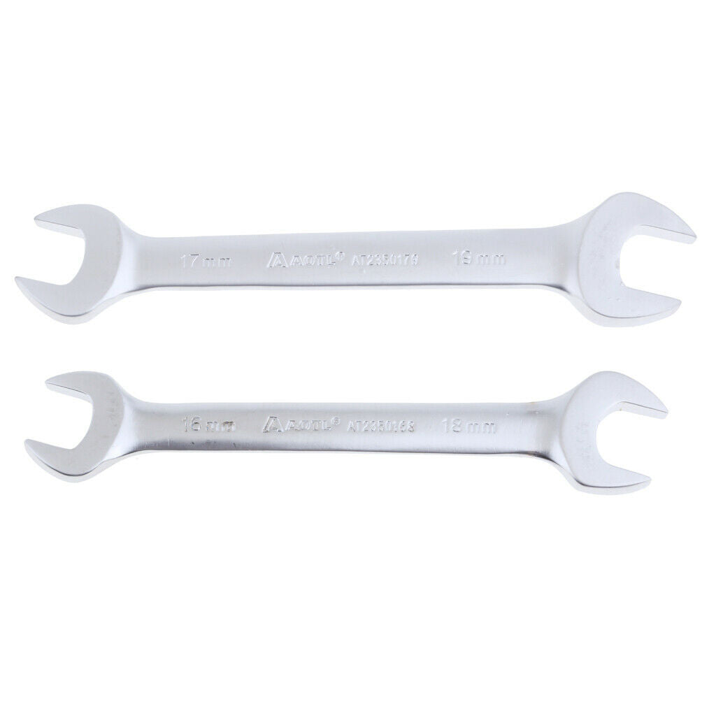 2 Pieces Double Head Open End Wrench Metric 16mm x 18mm and 17mm x 19mm