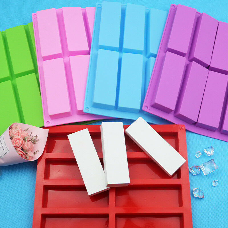 8 Cavity Silicone Rectangle Soap Mould Homemade DIY Cake Making Mold Craft