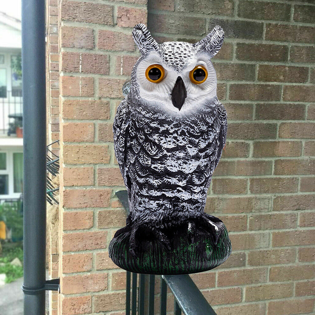 2Pcs Horned Owl Scarecrow Decoy Squirrels Bird Deterrents Garden Protector