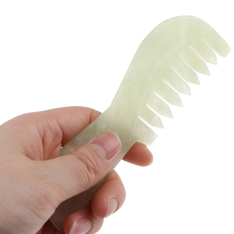 Natural Jade Stone Comb Gua Sha Tools Scraping Health Massage Comb Head M.l8