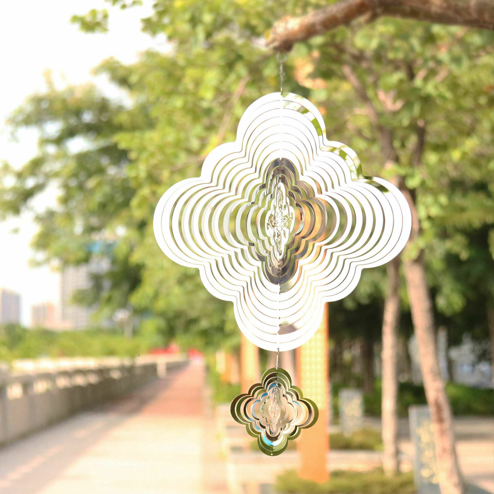 Wind Spinner Metal Hanging Ornament Cloud Shape with 360 Degree Rotating Hook