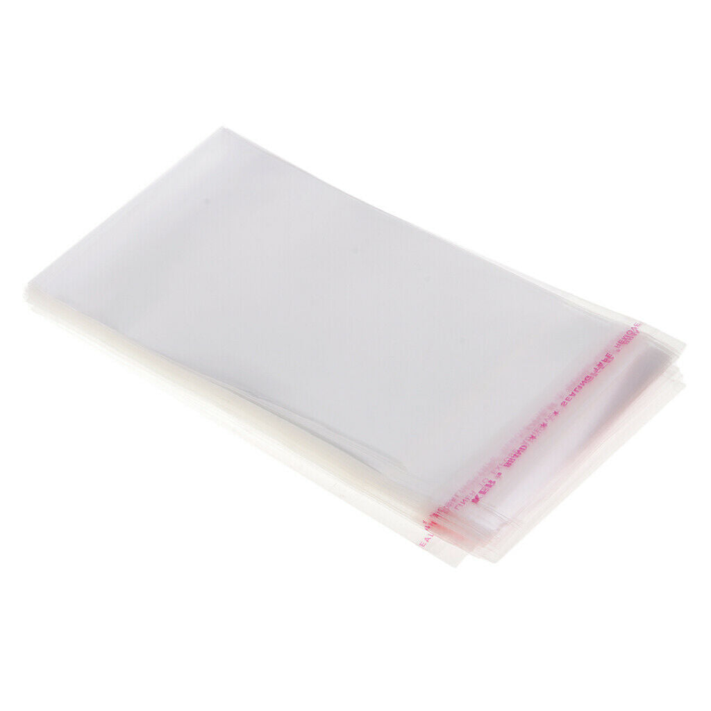 100pcs Clear Plastic Cellophane Bag Flat Bag with Adhesive