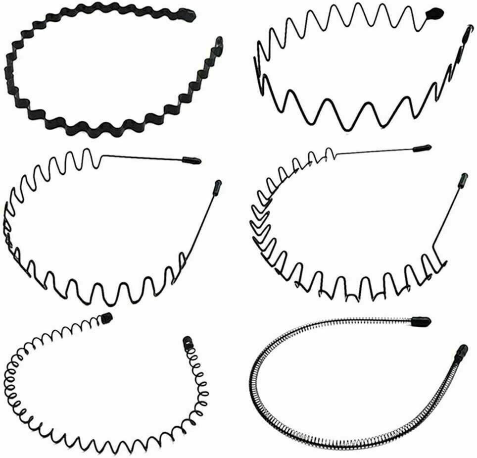 6x Metal Men Women Sports Headband Hair Band Hoop Comb Hairbands Wave Headwear