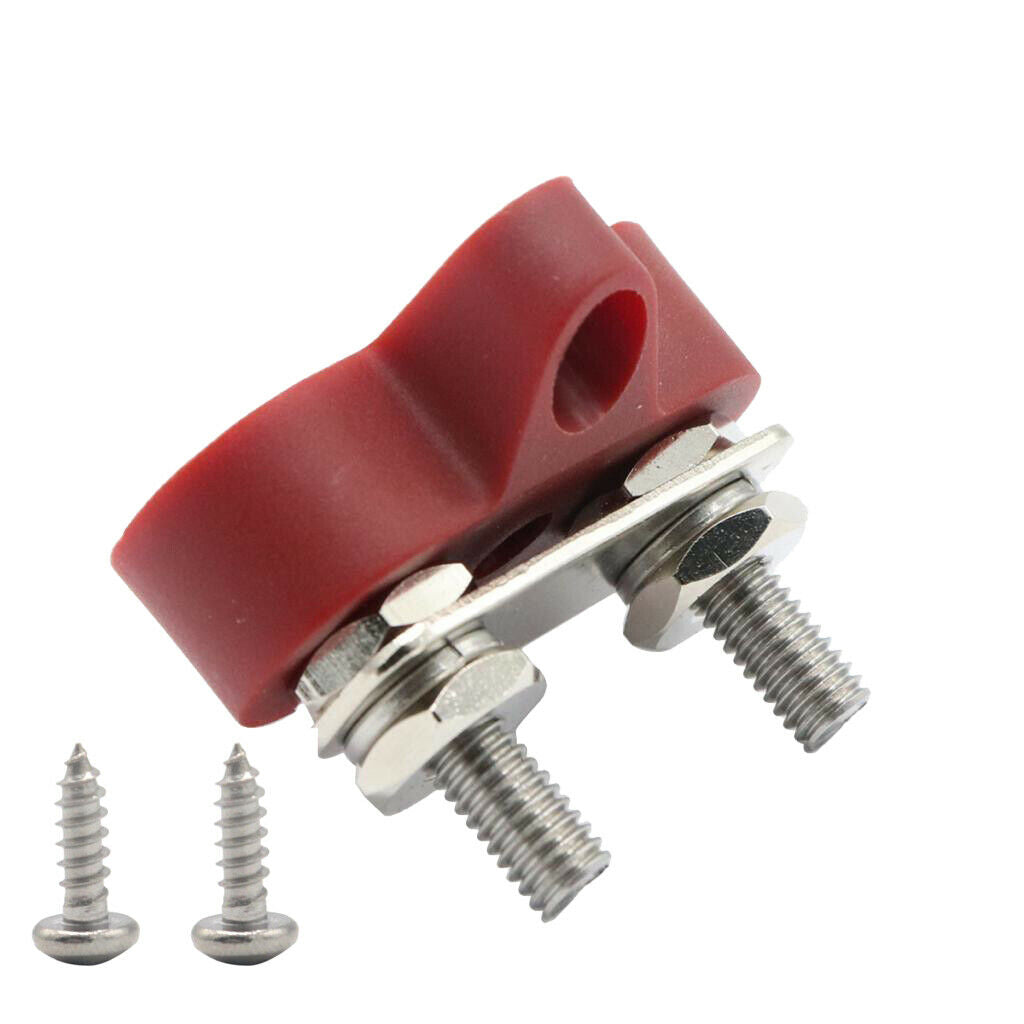 Red - Marine Boat Car Double M6 Terminal Stud Bus Bar Power Distribution Box