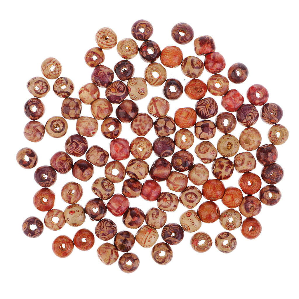 Pack 100 Round Wood Spacer Bead Wooden Ball Beads DIY Craft Jewelry Bracelet