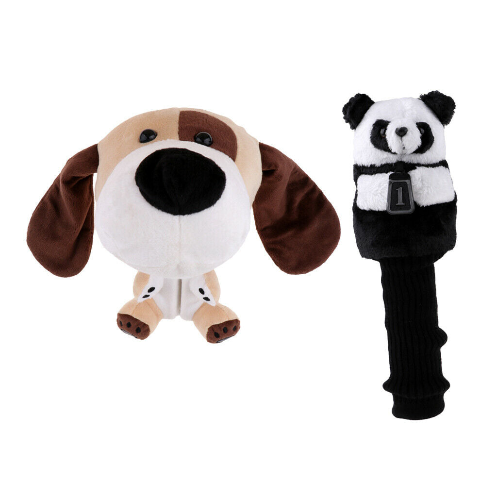 2 Pieces Utility Animal Golf Club Headcover - Universal Wood Driver Head
