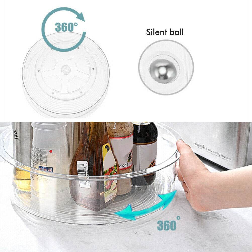 Rotating Storage Tray Kitchen Cabinet table Condiment Holder Cosmetic Organizer
