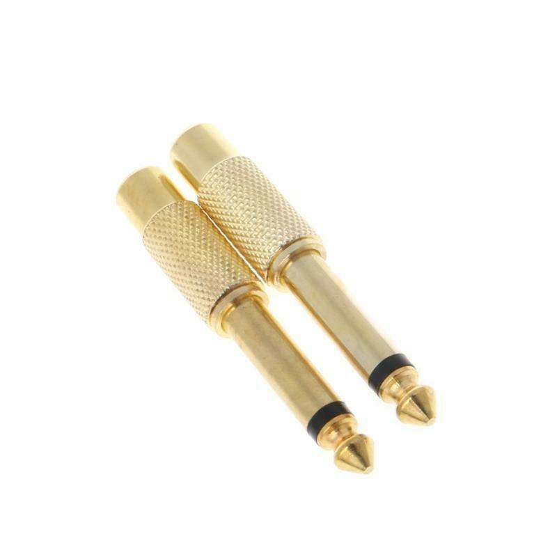 2 Pcs 6.35mm 1/4" Mono Male Jack To RCA Female Plug Audio Adapter Cable