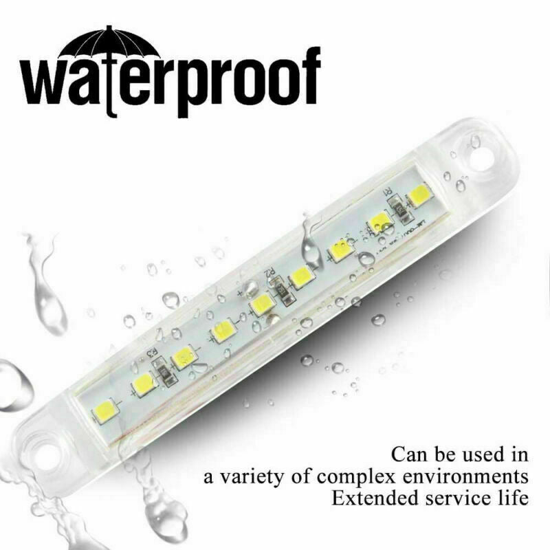 20X White 9 LED Sealed Side Marker Clearance Light Truck Trailer Lorry Bus 24V