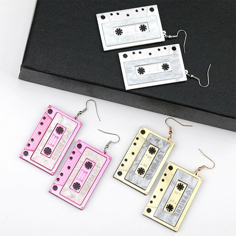 3 Pairs 80s Cassette Tape Earrings Retro Tape Dangle Earrings Funny Earrings Ad