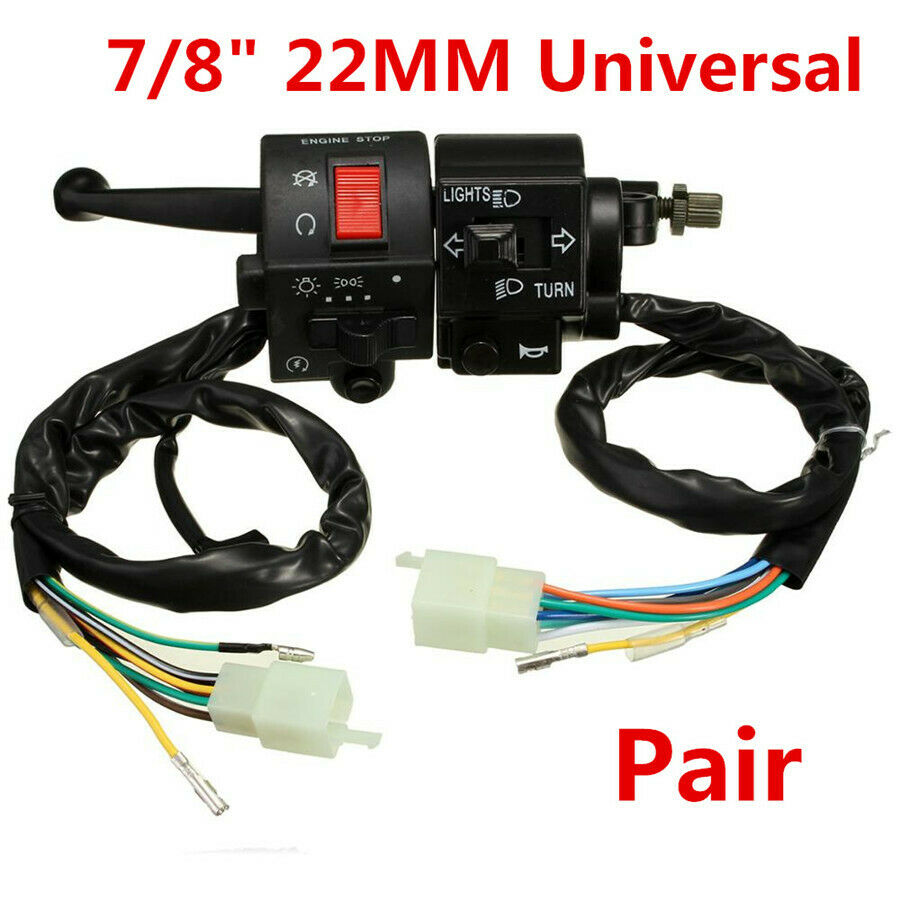 1 Pair 7/8" 22mm Motorcycle Handlebar Horn Turn Signal Electrical Start Switch