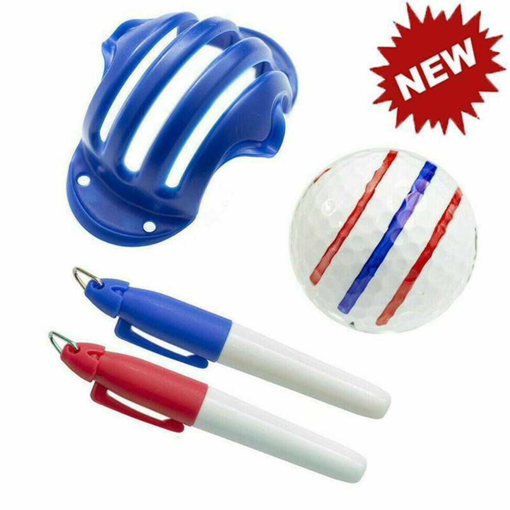 Golf Ball Triple Track 3 Line Marker-Stencil ERC Chrome Soft + 2 Pen.