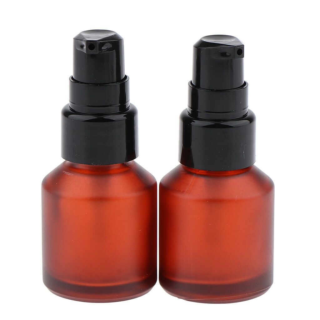4pcs Empty Spray Pump Bottle Refillable Amber Glass Lotions Bottle 60ml/15ml