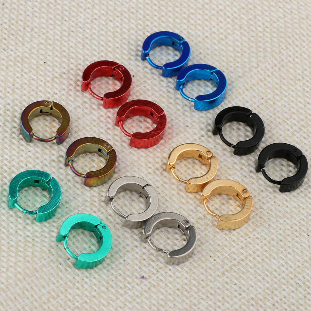 14 Pairs Stainless Steel Women Huggie Hoop Earrings for Men  Ear Piercings
