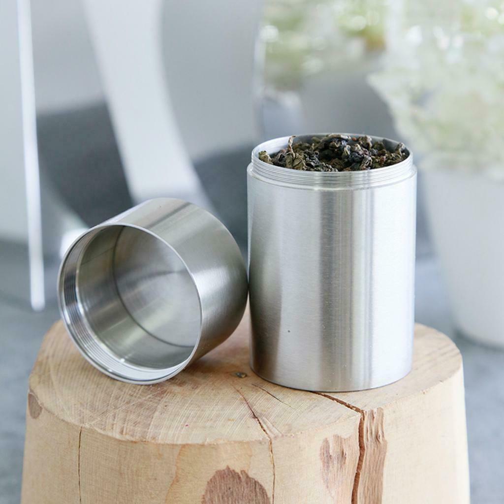 Stainless Steel Jar with Airtight Lid - Small Coffee Tea Canister Tin for