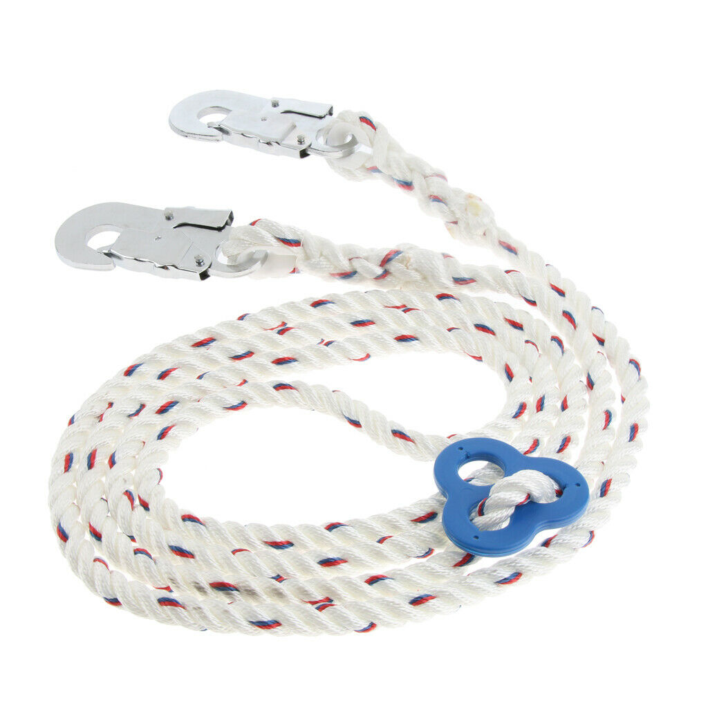 23KN Climbing Fall Protection Lanyard Harness Rope Belt w/ Clip Hook Buckle