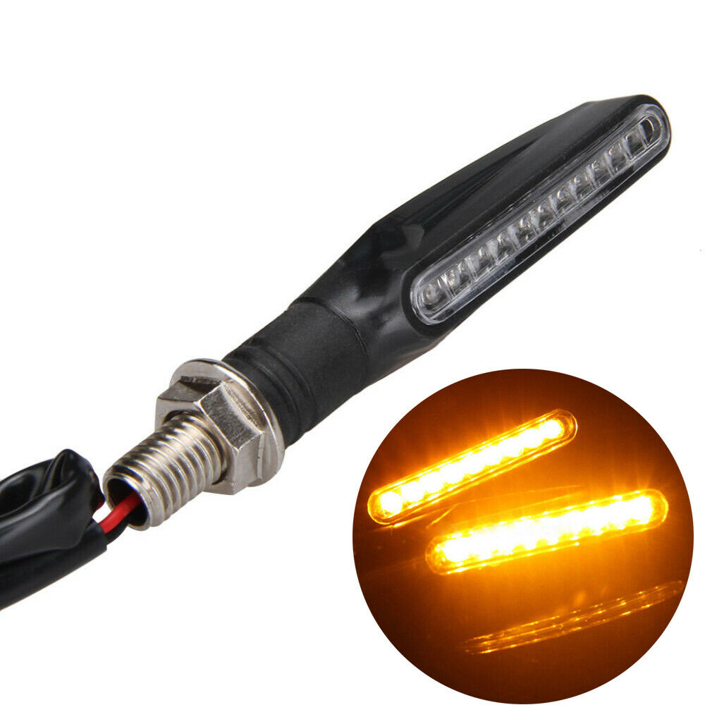 Motorcycle 12LED Turn Signal Flowing Light Indicator Blinker Amber Lamp Bendable