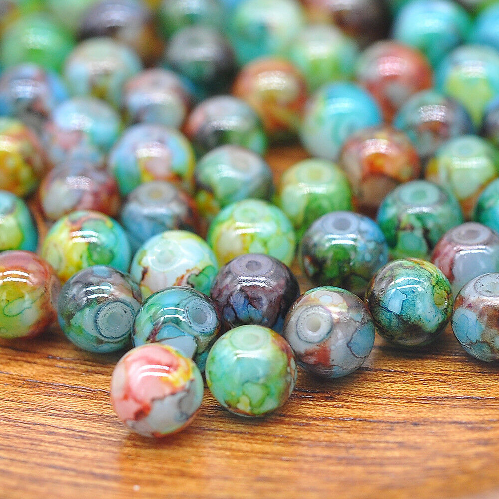 30 PCS Mult-Colour Round Natural Glass Beads 8mm Jewellery Making Hot Crafts NEW