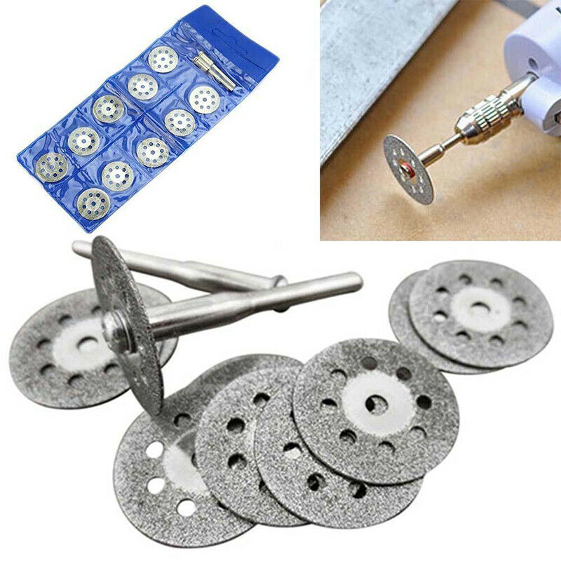 10pcs Diamond Cut Off Disc Cutting for Proxxon Tool +2 pcs Mandrel