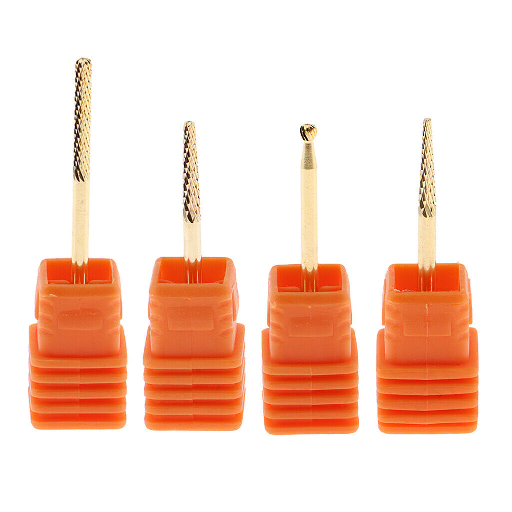 4Pcs 4 Styles Carbide Nail Drill Bits 10 Grit Sizes Grinding Heads for Nail UV